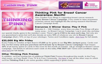 Foxy Bingo Honors Breast Cancer Awareness Month