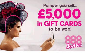 Five £1000 Gift Cards to Be Won in the Every Day is 888 Ladies Day Promotion