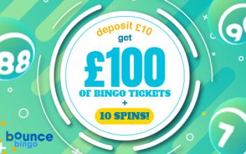 Hop on Over to Bounce Bingo and Turn a Tenner into £100 of Bingo Tickets Plus Some Bonus Spins!