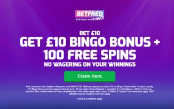 No Wagering Your Winnings with 100 Betfred Bingo Spins